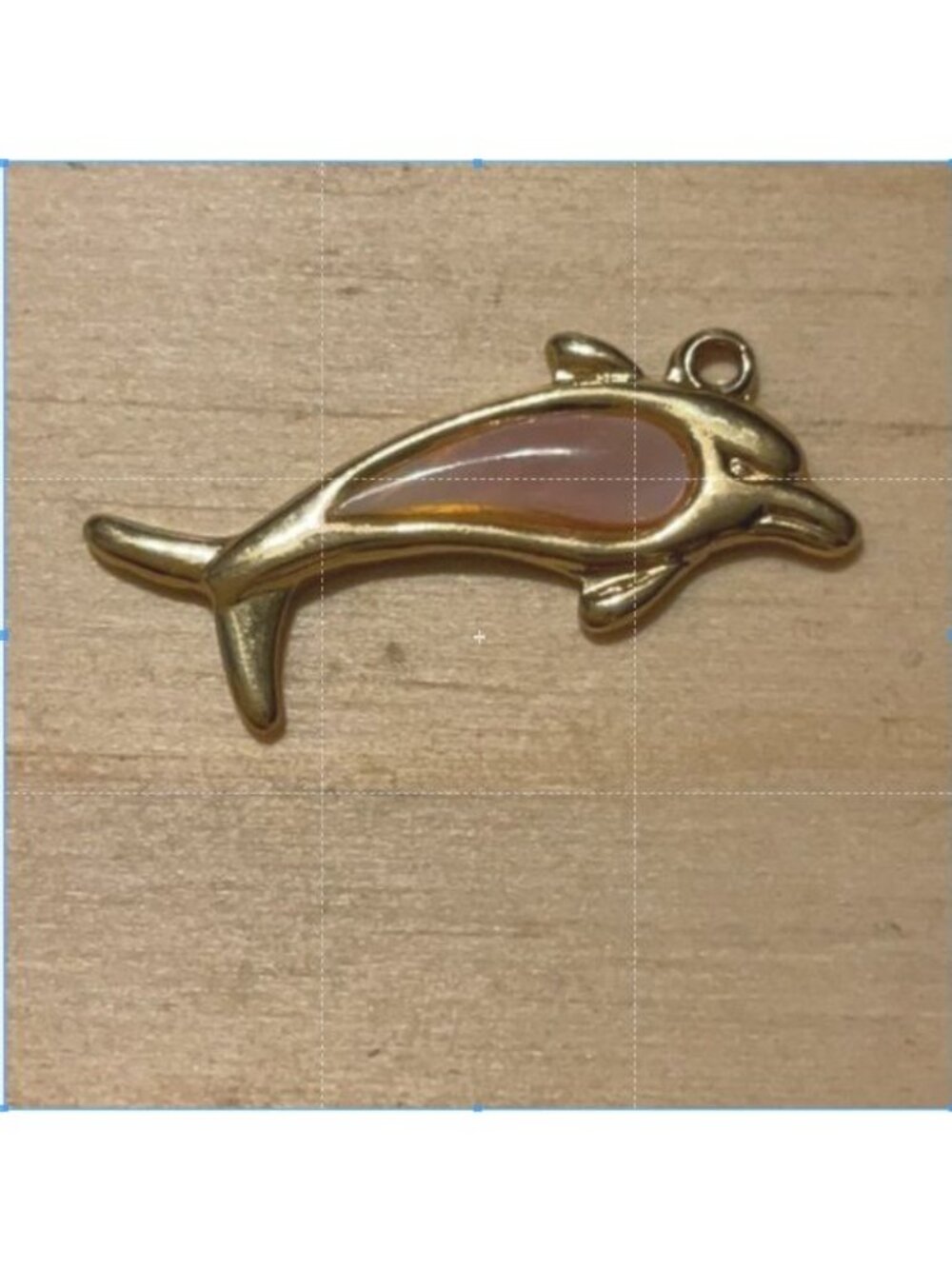 VTG Gold Tone Dolphin Charm Pendant Pink Stone Inlay Coastal Grandma Beachy Boho